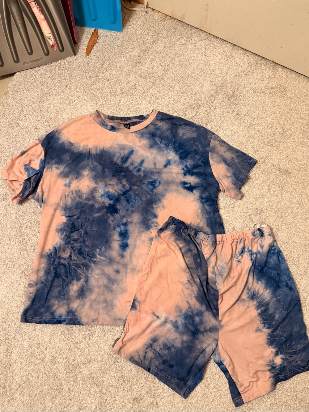 Women’s SHEIN blue and pink tie-dye maternity set
